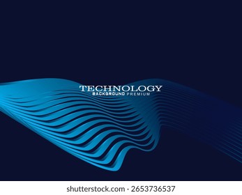 Futuristic abstract technology shining gradient blue light lines on modern line pattern blue background. Vector minimal line background with text for social media covers, headers, etc.