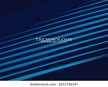 Futuristic abstract technology shining gradient blue light lines on modern line pattern blue background. Vector minimal line background with text for social media covers, headers, etc.