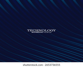 Futuristic abstract technology shining gradient blue light lines on modern line pattern blue background. Vector minimal line background with text for social media covers, headers, etc.