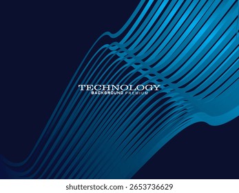 Futuristic abstract technology shining gradient blue light lines on modern line pattern blue background. Vector minimal line background with text for social media covers, headers, etc.