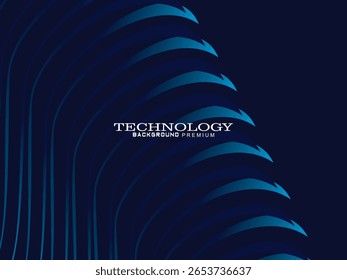 Futuristic abstract technology shining gradient blue light lines on modern line pattern blue background. Vector minimal line background with text for social media covers, headers, etc.