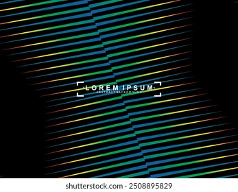 Futuristic abstract technology shining rainbow light lines with modern lines pattern black background. Vector minimal line background with text for social media covers, headers, etc.