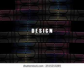 Futuristic abstract technology shining rainbow light lines with modern lines pattern black background. Vector minimal line background with text for social media covers, headers, etc.