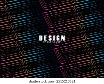 Futuristische abstrakte Technologie leuchtenden Regenbogen Lichtlinien mit modernen Linien Muster schwarzen Hintergrund. Vektor-Minimalzeilen-Hintergrund mit Text für Social-Media-Cover, Header, etc.