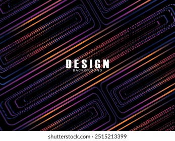 Futuristic abstract technology shining rainbow light lines with modern lines pattern black background. Vector minimal line background with text for social media covers, headers, etc.