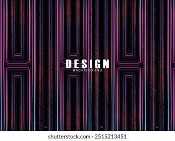 Tecnología abstracta futurista que brilla líneas de luz del arco iris con líneas modernas patrón de fondo negro. Fondo de línea mínima de Vector con texto para portadas de redes sociales, encabezados, etc.