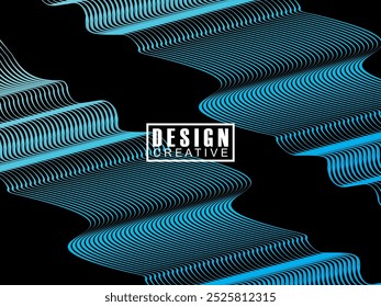 Futuristic abstract technology shining rainbow light lines on black background modern wave line pattern. Vector minimal line background with text for social media covers, headers, etc.