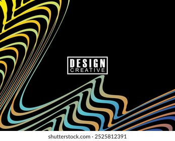Futuristic abstract technology shining rainbow light lines on black background modern wave line pattern. Vector minimal line background with text for social media covers, headers, etc.