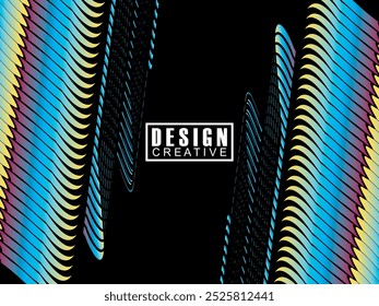 Futuristic abstract technology shining rainbow light lines on black background modern wave line pattern. Vector minimal line background with text for social media covers, headers, etc.