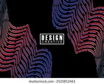 Tecnologia abstrata futurista brilhando linhas de luz arco-íris no plano de fundo preto padrão de linha de onda moderna. Fundo de linha mínimo de vetor com texto para capas de mídia social, cabeçalhos, etc.