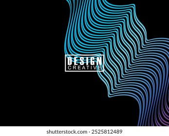 Futuristic abstract technology shining rainbow light lines on black background modern wave line pattern. Vector minimal line background with text for social media covers, headers, etc.