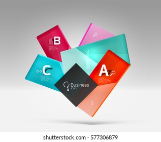 Futuristic abstract template. Glossy color glass rectangles and squares on 3d space.