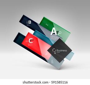 Futuristic abstract template. Glossy color glass rectangles and squares on 3d space.