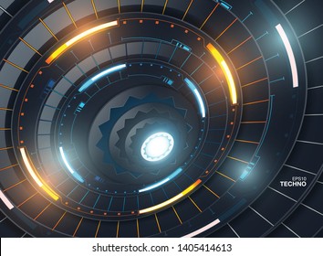 Futuristic abstract template with innovative virtual user interfaces on dark background vector illustration