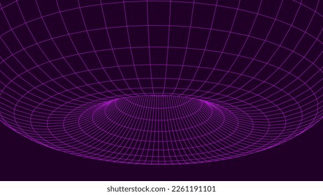 Textura abstracta futurista del agujero de gusano del marco. Cuadrícula de taladro del portal 3D o plantilla de salida. Gran visualización de datos. Ilustración vectorial.