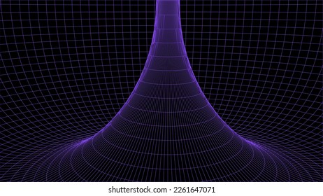 Futuristic abstract texture of frame wormhole. 3D portal hole digital grid background. For website and banner design. Big data visualization. Vector illustration.