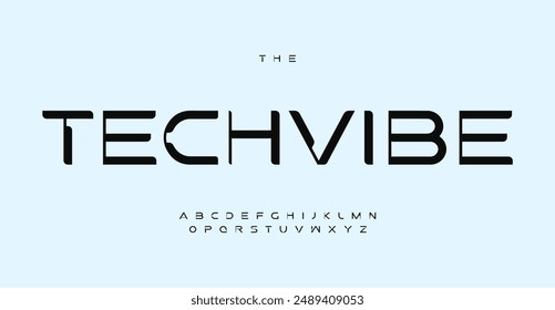 Futuristic abstract typeset, innovative typeface blending sci-fi and techno letters, perfect for high-tech medical and neurology headlines, sophisticated digital logo typography. Vector alphabet