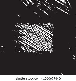Futuristic Abstract Urban Print, Abstract Black and White Grunge Stripes ZigZig, Geometrical Distressed Shape with Black Border