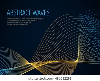 Futuristic abstract vector background with 3D illuminated sound wave. Banner and poster with color wavy structure illustration