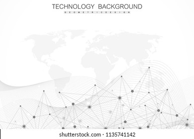 Futuristic abstract vector background blockchain technology. Peer to peer network business concept. Global cryptocurrency blockchain vector banner. Wave flow