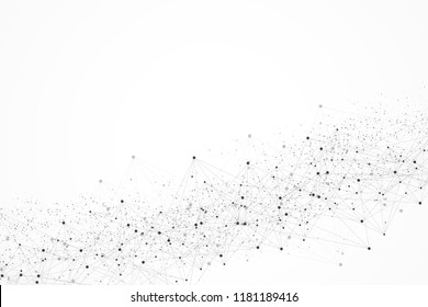 Futuristic abstract vector background blockchain technology. Peer to peer network business concept. Global cryptocurrency blockchain vector banner. Wave flow