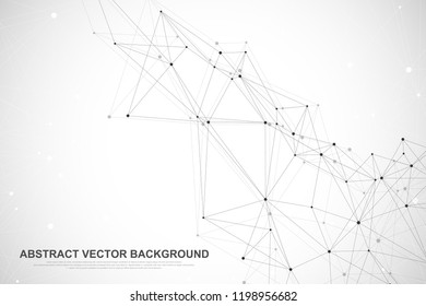 Futuristic abstract vector background blockchain technology. Peer to peer network business concept. Global cryptocurrency blockchain vector banner. Wave flow.