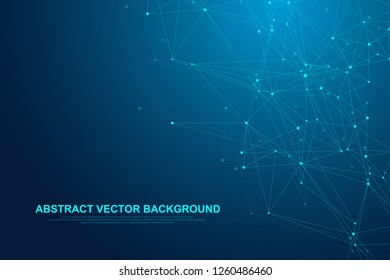 Futuristic abstract vector background blockchain technology. Deep web background. Peer to peer network business concept. Global cryptocurrency blockchain vector banner. Wave flow.