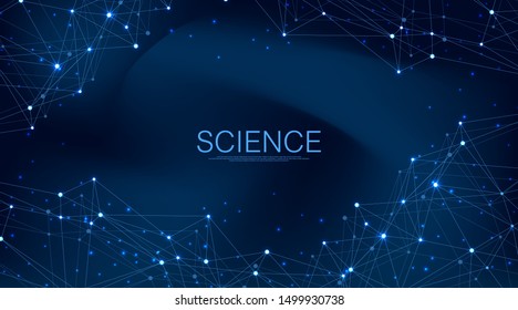 Futuristic abstract vector background blockchain technology. Peer to peer network business concept. Global cryptocurrency blockchain vector banner. Wave flow.