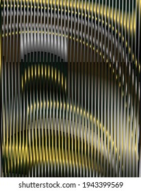 Futuristic abstract vector background with vertical stripes and gold glow effect.. Monochrome background saver for interior decor, wall panels, mobile apps, business card, image of blog. 