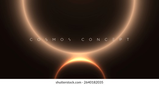 Futuristic abstract vector with a large glowing arc and emerging light source, evoking a cosmic sunrise. Ideal for sci-fi branding, tech visuals, digital art, and modern luxury-themed compositions.