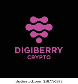 Futuristic abstract vector logo template featuring a digital berry-inspired icon