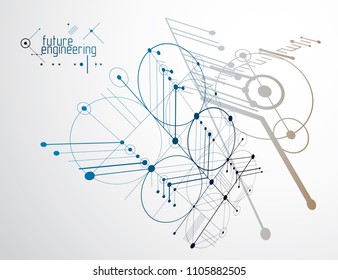 Futuristic abstract vector technology background. Mechanical engineering wallpaper.