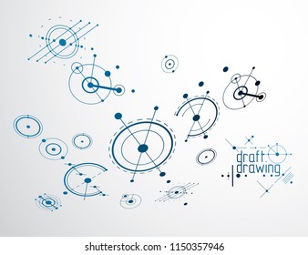Futuristic abstract vector technology background. Mechanical engineering wallpaper.