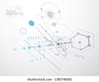 Futuristic abstract vector technology background. Mechanical engineering wallpaper.
