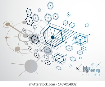 Futuristic abstract vector technology background. Mechanical engineering wallpaper.