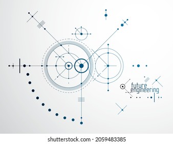 Futuristic abstract vector technology background. Mechanical engineering wallpaper.