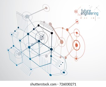 Futuristic abstract vector technology background. Mechanical engineering wallpaper.