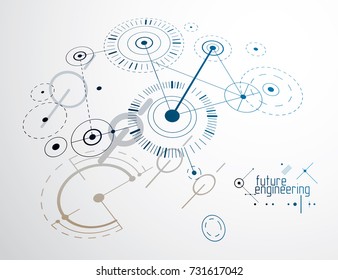 Futuristic abstract vector technology background. Mechanical engineering wallpaper.