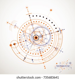 Futuristic abstract vector technology background. Mechanical engineering wallpaper.