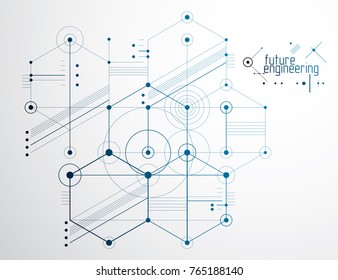 Futuristic abstract vector technology background. Mechanical engineering wallpaper.