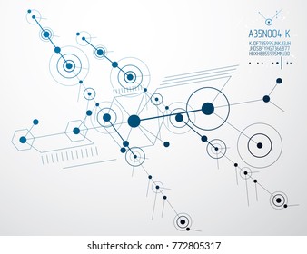 Futuristic abstract vector technology background. Mechanical engineering wallpaper.