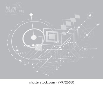 Futuristic abstract vector technology background. Mechanical engineering wallpaper.