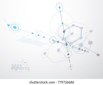 Futuristic abstract vector technology background. Mechanical engineering wallpaper.