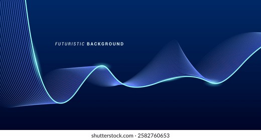 Futuristic Abstract Wave Background with Blue Neon Lines