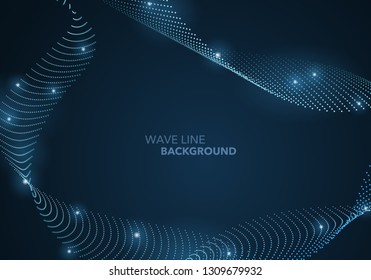 Futuristic abstract wave dot gradient line and illuminated light ball template background. Idea both for print and web promotion design.