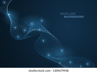 Futuristic abstract wave dot gradient line and illuminated light ball template background. Idea both for print and web promotion design.