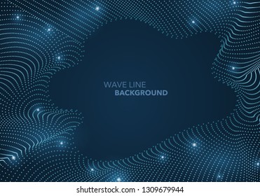 Futuristic abstract wave dot gradient line and illuminated light ball template background. Idea both for print and web promotion design.