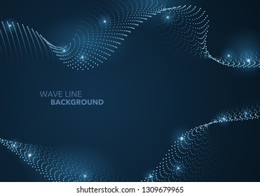 Futuristic abstract wave dot gradient line and illuminated light ball template background. Idea both for print and web promotion design.