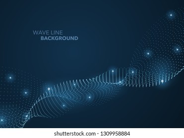 Futuristic abstract wave dot gradient line and illuminated light ball template background. Idea both for print and web promotion design.