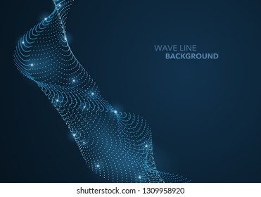 Futuristic abstract wave dot gradient line and illuminated light ball template background. Idea both for print and web promotion design.